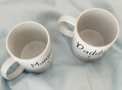 Mummy and Daddy matching mug set, gift for new parents, gift for mum, gift for dad, mug for mom & dad 11oz, pregnancy gift, baby shower gift