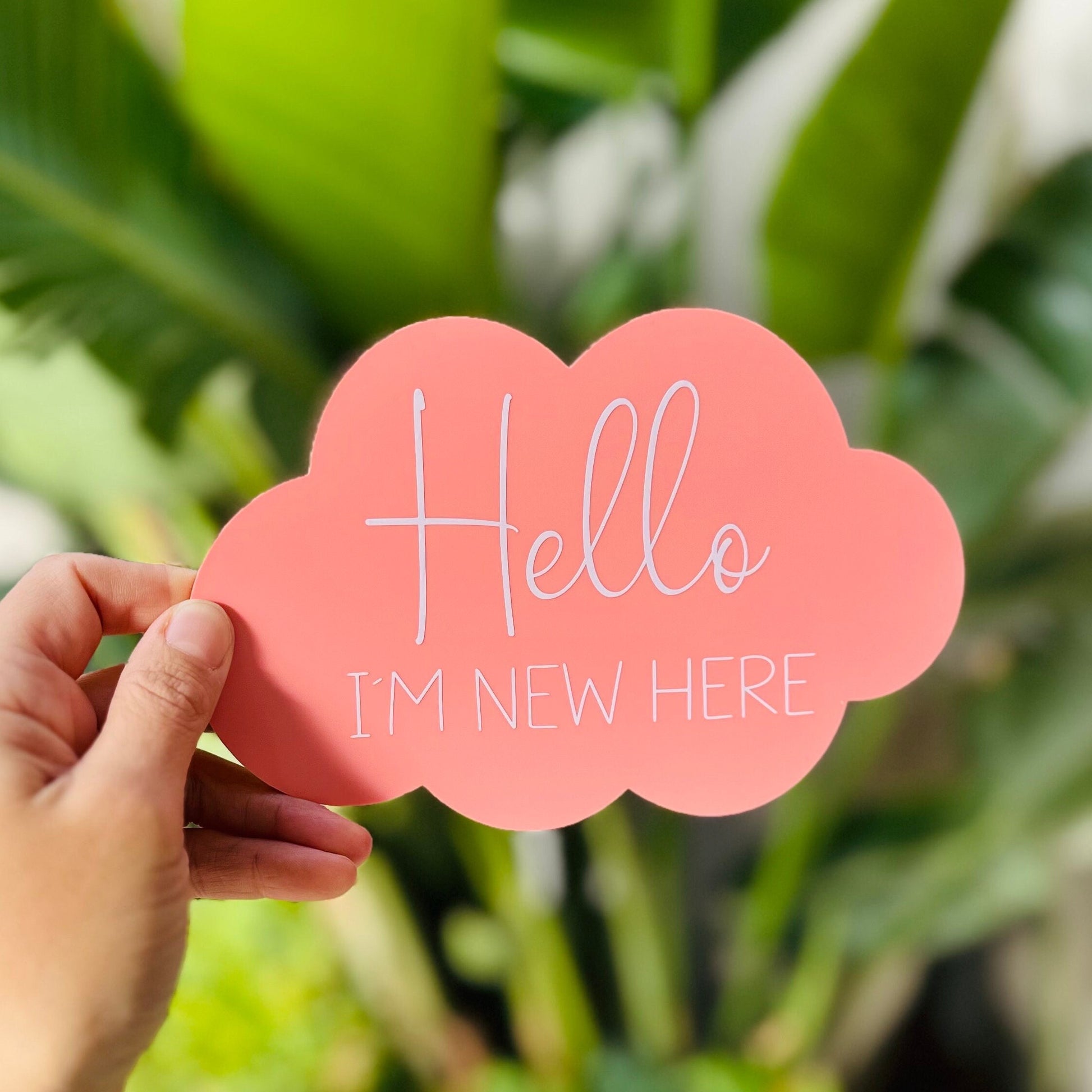 Hello, I'm New Here... Cloud-Shaped Baby Announcement Plaque