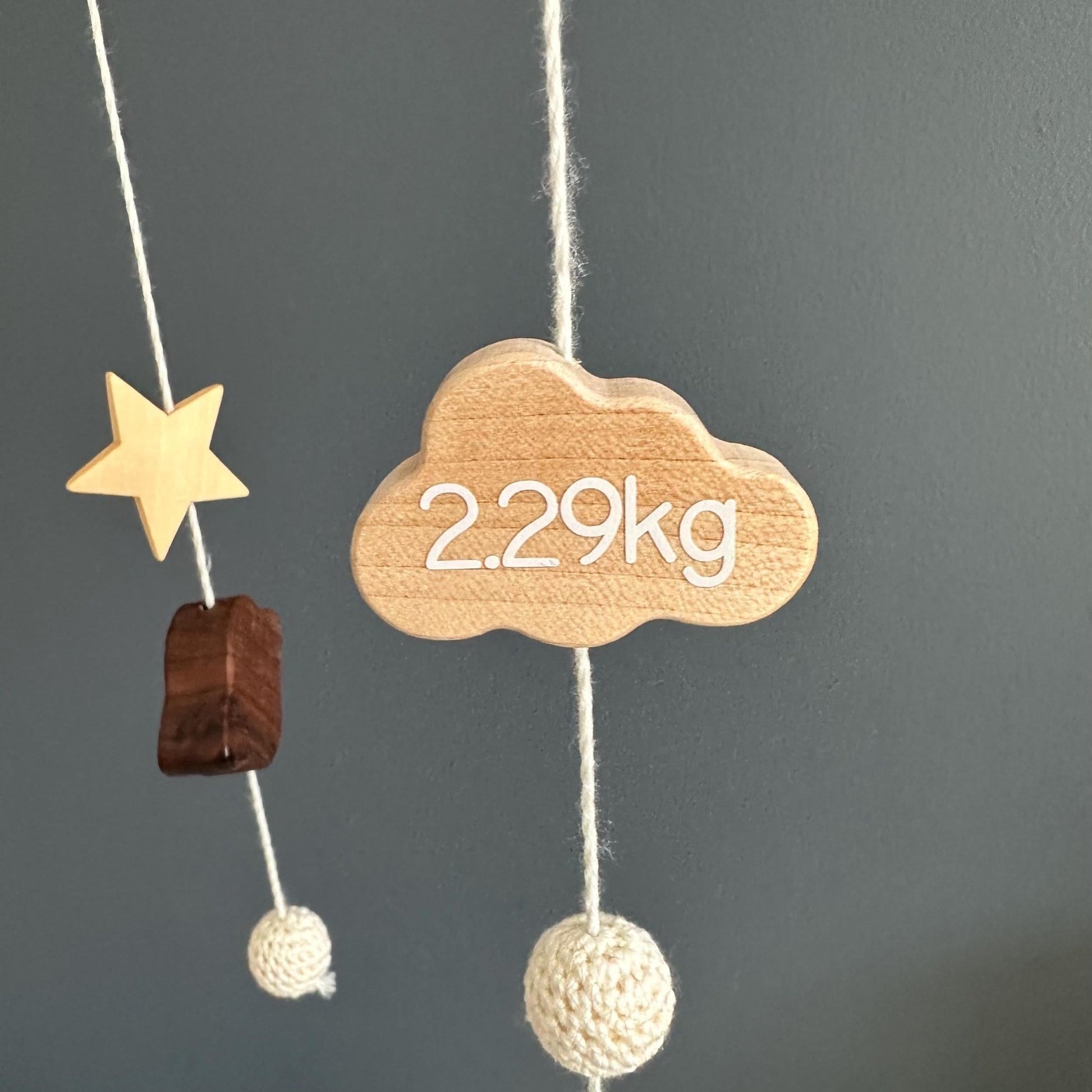 Custom baby mobile, cot mobile, personalised crib mobile, newborn details, stars and moons, crochet mobile, neutral baby gift, nursery decor