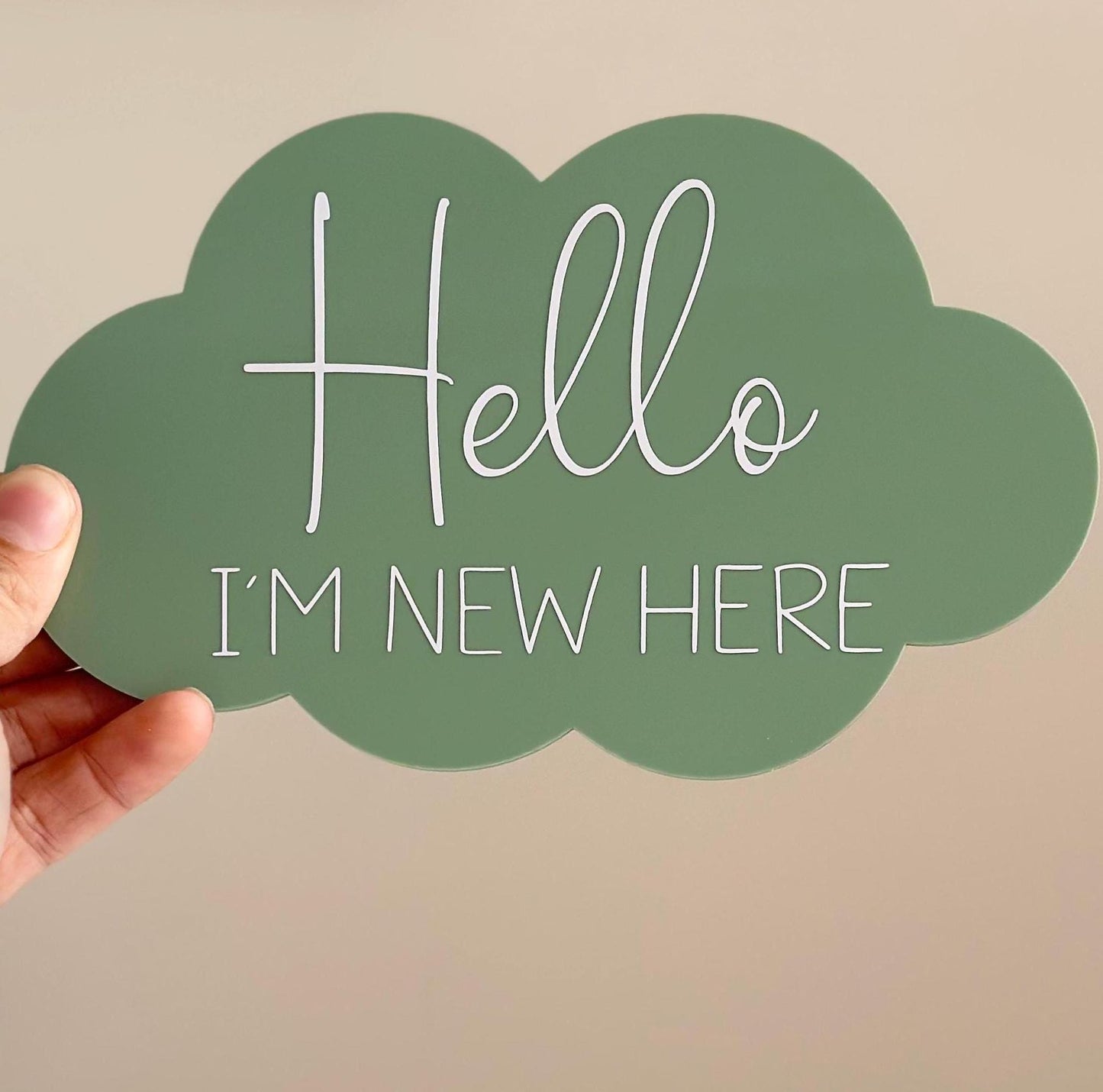Hello, I'm New Here... Cloud-Shaped Baby Announcement Plaque