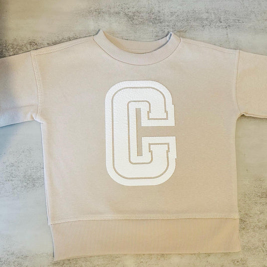 Personalised toddler inital jumper, kids textured letter sweater, custom baby name sweatshirt, toddler birthday outfit idea,baby shower gift