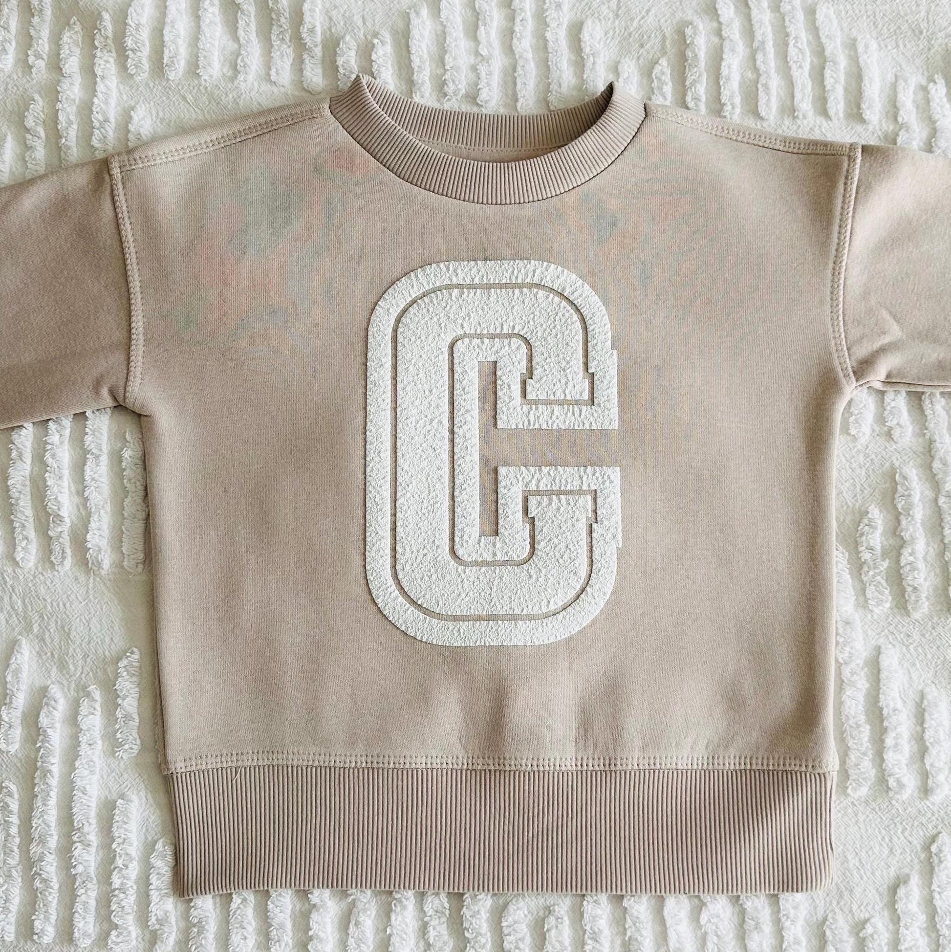 Personalised toddler inital jumper, kids textured letter sweater, custom baby name sweatshirt, toddler birthday outfit idea,baby shower gift