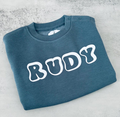 Custom toddler retro name jumper, personalised kids sweater, baby name jumper, toddler kids birthday outfit, baby shower gift