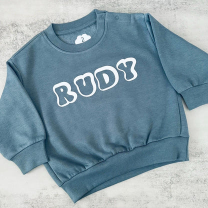 Custom toddler retro name jumper, personalised kids sweater, baby name jumper, toddler kids birthday outfit, baby shower gift
