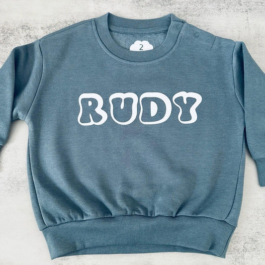 Custom toddler retro name jumper, personalised kids sweater, baby name jumper, toddler kids birthday outfit, baby shower gift