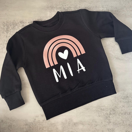 Girls rainbow name jumper, personalised kids sweater, baby name jumper, toddler birthday outfit, baby shower gift, custom girls sweatshirt