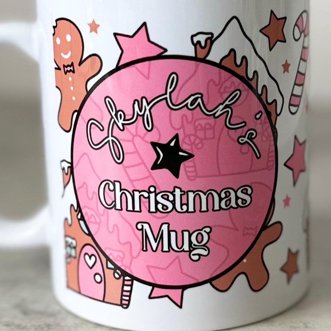 Personalised My Christmas Mug 11oz, My Xmas Name Mug, Kris Kringle, Secret Santa Present, Festive Coffee Tea Mug, Gingerbread Mug