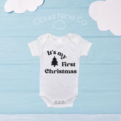 It's My First Christmas Bodysuit, 2025 Newborn 1st Xmas Outfit, Festive Photo Prop, Custom Baby Reveal Romper, Baby Shower Gift