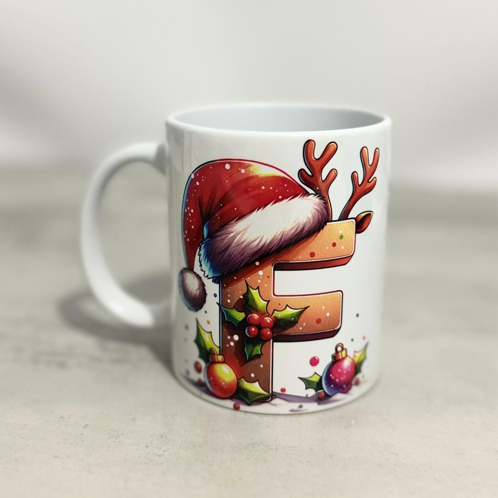 Personalised First Initial Christmas Coffee Mug 11oz, My Xmas Name Mug, Kris Kringle, Secret Santa Present, Festive Tea Mug
