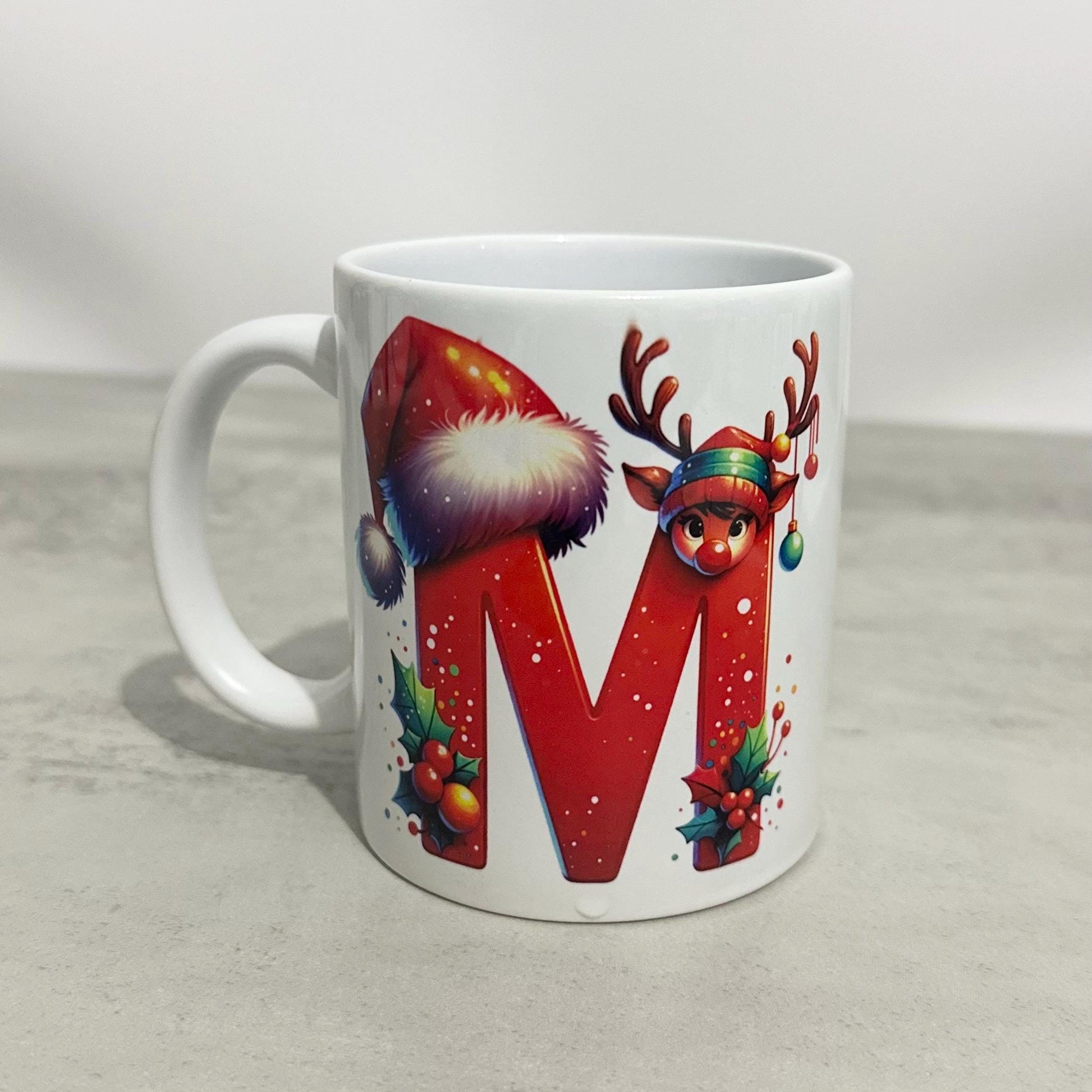 Personalised First Initial Christmas Coffee Mug 11oz, My Xmas Name Mug, Kris Kringle, Secret Santa Present, Festive Tea Mug