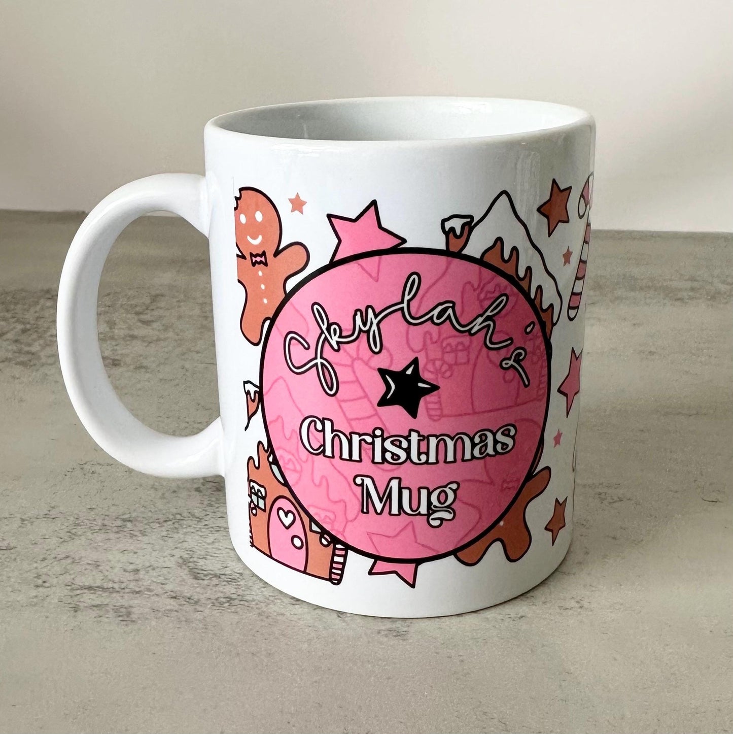 Personalised My Christmas Mug 11oz, My Xmas Name Mug, Kris Kringle, Secret Santa Present, Festive Coffee Tea Mug, Gingerbread Mug