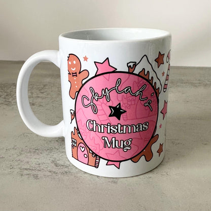 Personalised My Christmas Mug 11oz, My Xmas Name Mug, Kris Kringle, Secret Santa Present, Festive Coffee Tea Mug, Gingerbread Mug