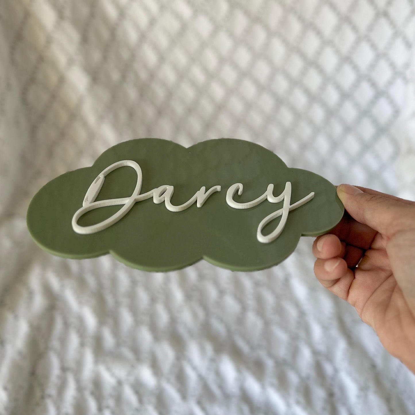 3D Name Cloud Plaque | Baby Name Reveal Announcement Sign | Newborn Personalised Birth Name Plaque | Custom Acrylic Nursery Decor Door Sign