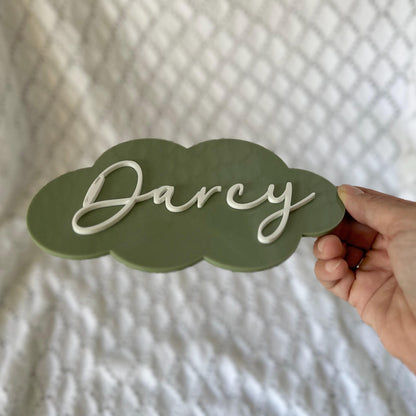 3D Name Cloud Plaque | Baby Name Reveal Announcement Sign | Newborn Personalised Birth Name Plaque | Custom Acrylic Nursery Decor Door Sign