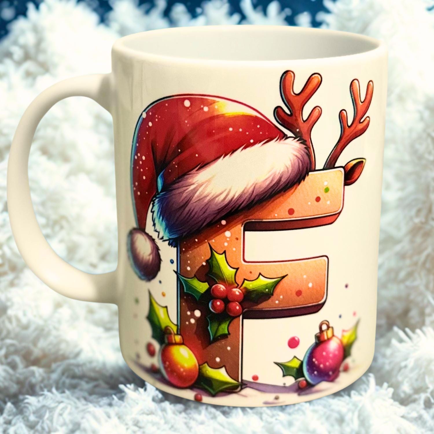Personalised First Initial Christmas Coffee Mug 11oz, My Xmas Name Mug, Kris Kringle, Secret Santa Present, Festive Tea Mug