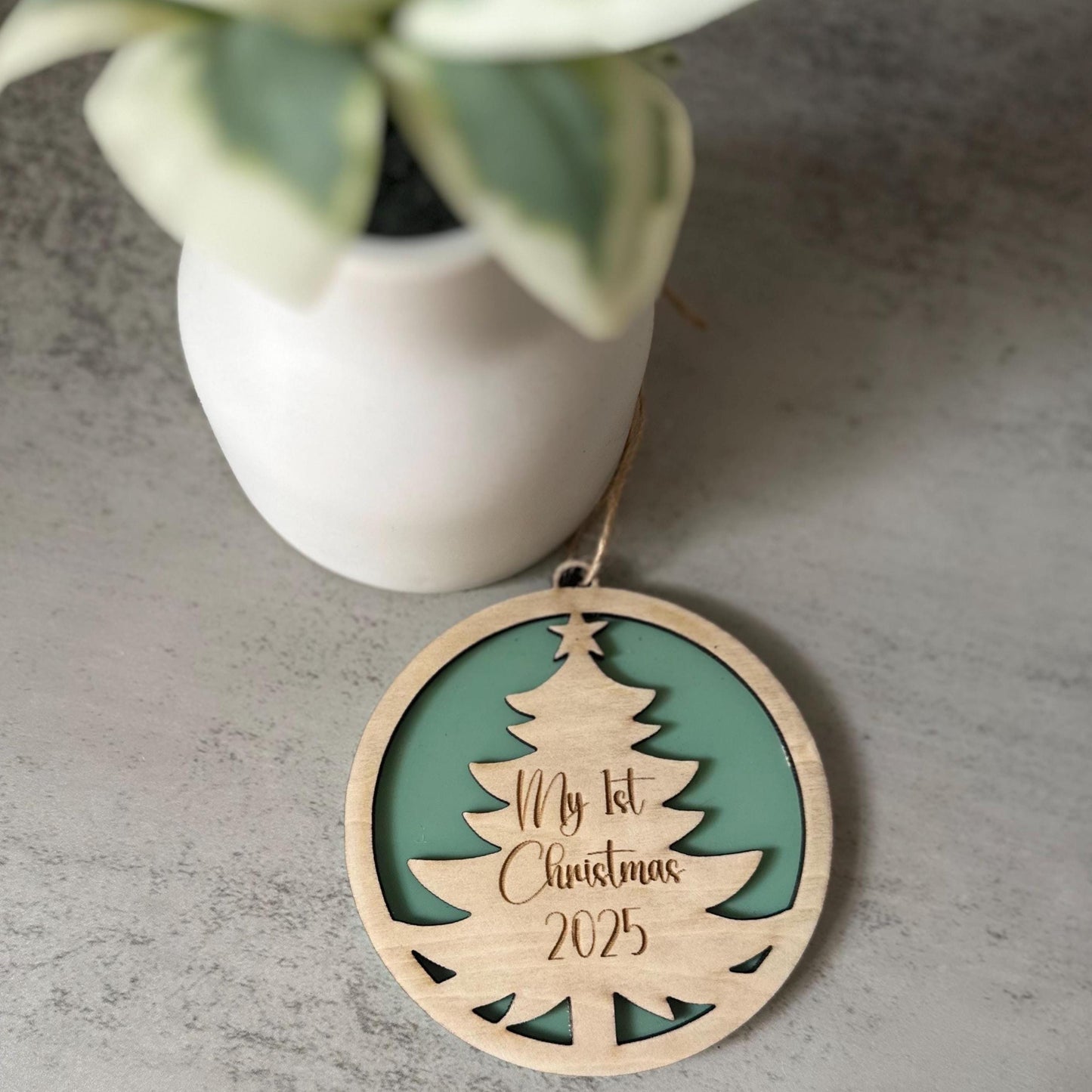 Personalised First Christmas Tree Ornament | Timber + Acrylic Keepsake | My 1st Christmas Decoration | Name Bauble | Stocking Xmas Gift Tag