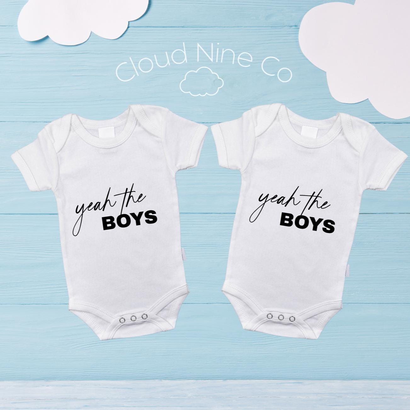 Yeah The Girls, Yeah The Boys | Funny Bodysuits | Matching Twin Outfits | Baby Shower Gift | Newborn Announcement Photo Prop | Gender Reveal