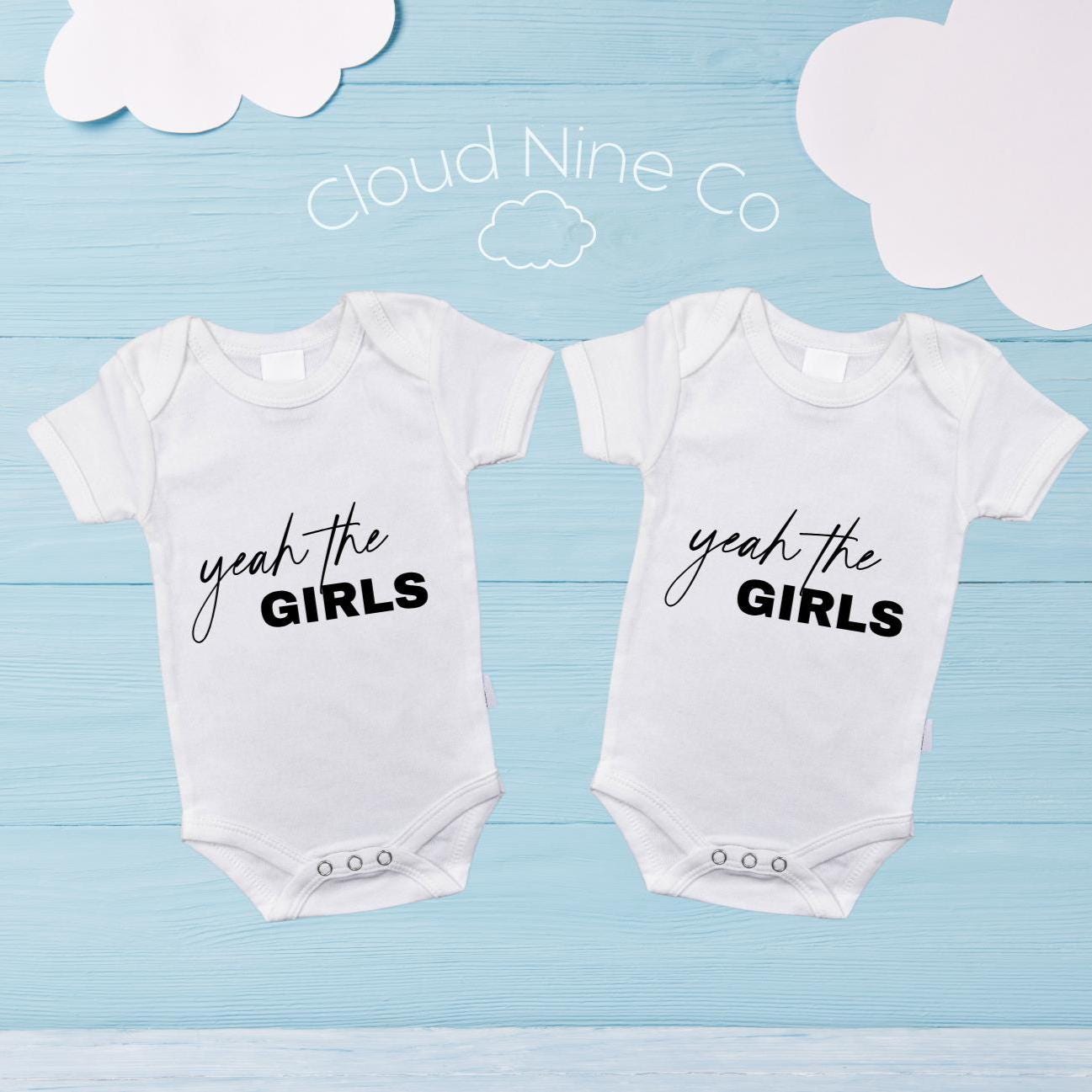Yeah The Girls, Yeah The Boys | Funny Bodysuits | Matching Twin Outfits | Baby Shower Gift | Newborn Announcement Photo Prop | Gender Reveal