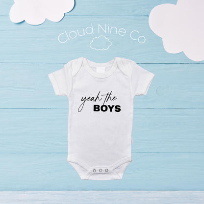 Yeah The Girls, Yeah The Boys | Funny Bodysuits | Matching Twin Outfits | Baby Shower Gift | Newborn Announcement Photo Prop | Gender Reveal