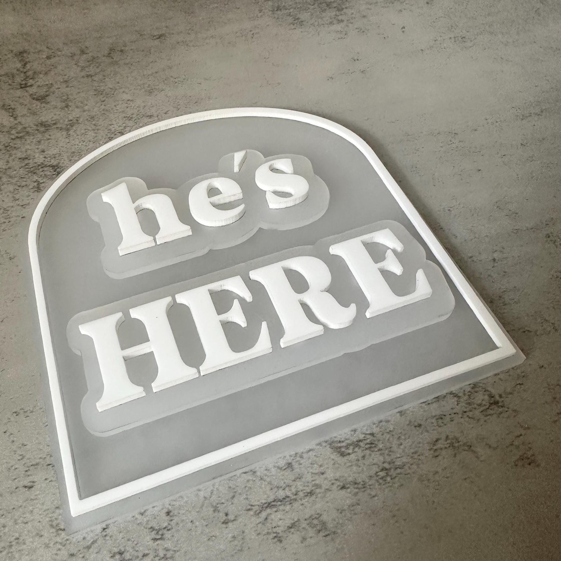 He's Here, She's Here, We're Here Birth Announcement Arch Plaque | They're Here Twins Arrival | Gender Reveal Layered Acrylic Sign |