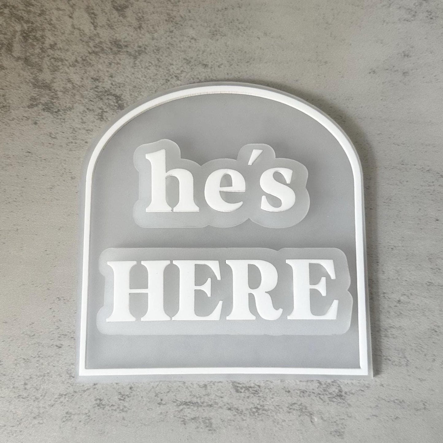 He's Here, She's Here, We're Here Birth Announcement Arch Plaque | They're Here Twins Arrival | Gender Reveal Layered Acrylic Sign |