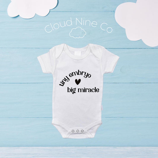 Tiny Embryo Big Miracle IVF baby bodysuit, pregnancy announcement, newborn reveal romper, baby shower gift, ivf baby, infertility gift