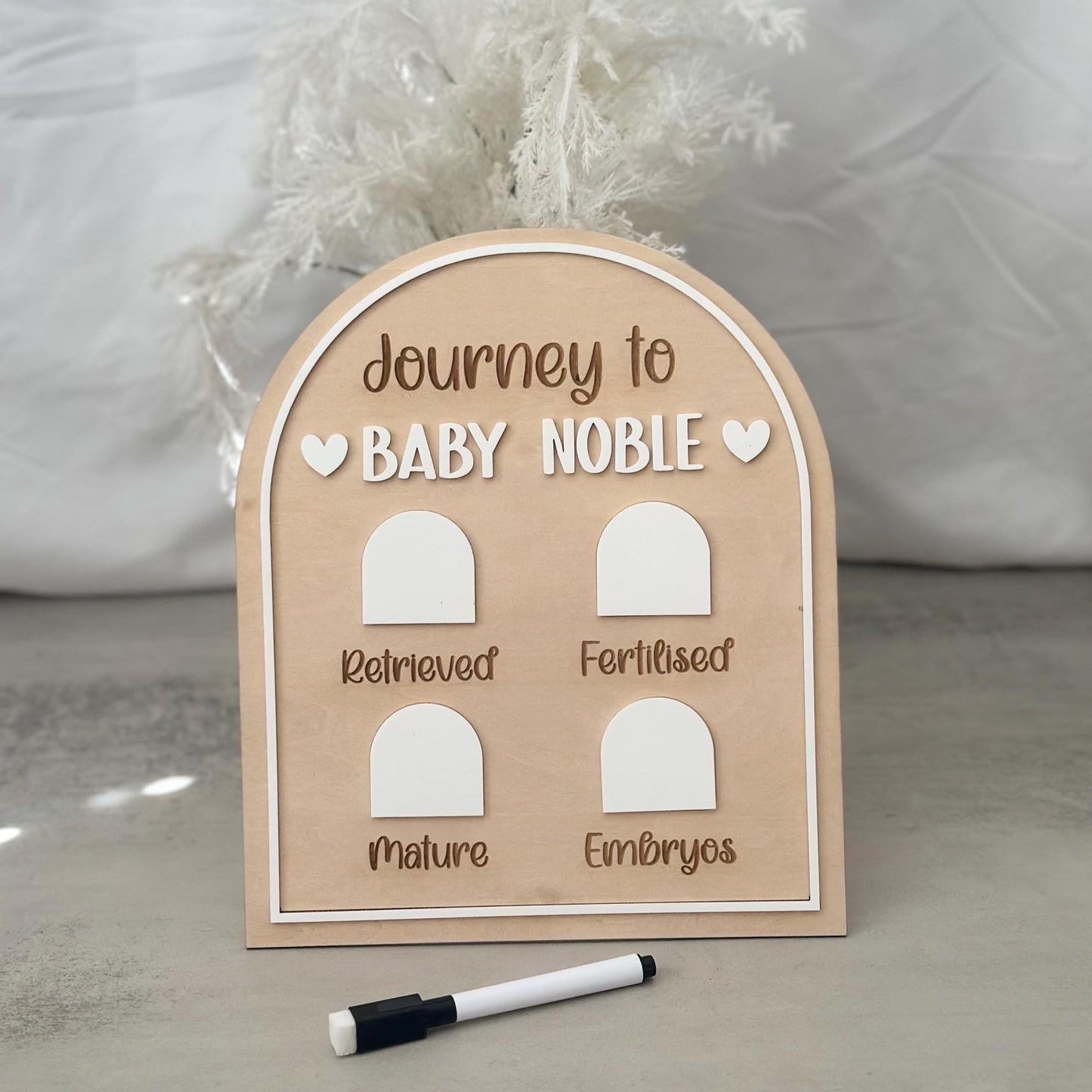 IVF Journey Milestone Board, Egg Retrieval & Embryo Tracker Sign with Dry Erase Marker, Personalised Fertility Gift, IVF Cycle Updates