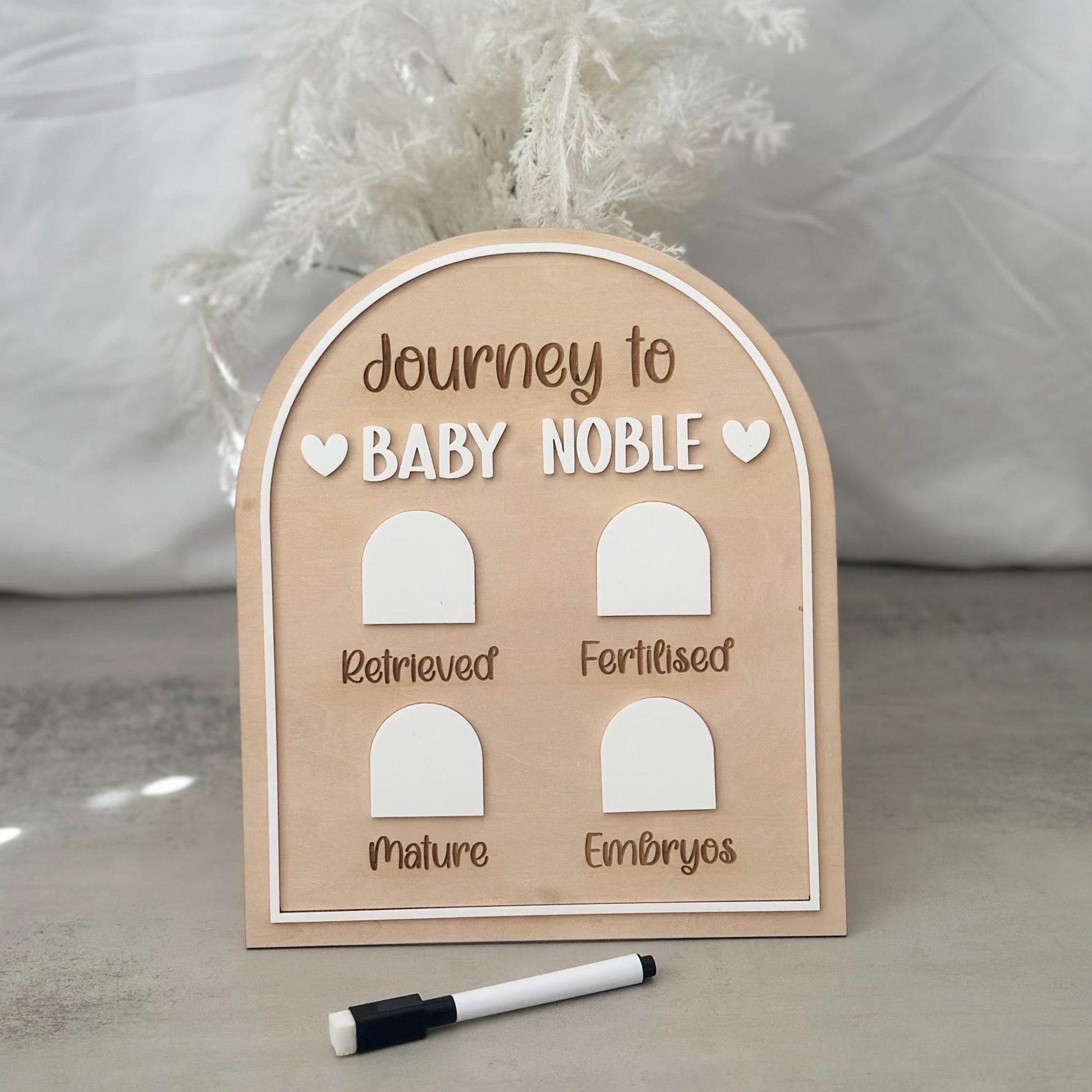 IVF Journey Milestone Board, Egg Retrieval & Embryo Tracker Sign with Dry Erase Marker, Personalised Fertility Gift, IVF Cycle Updates