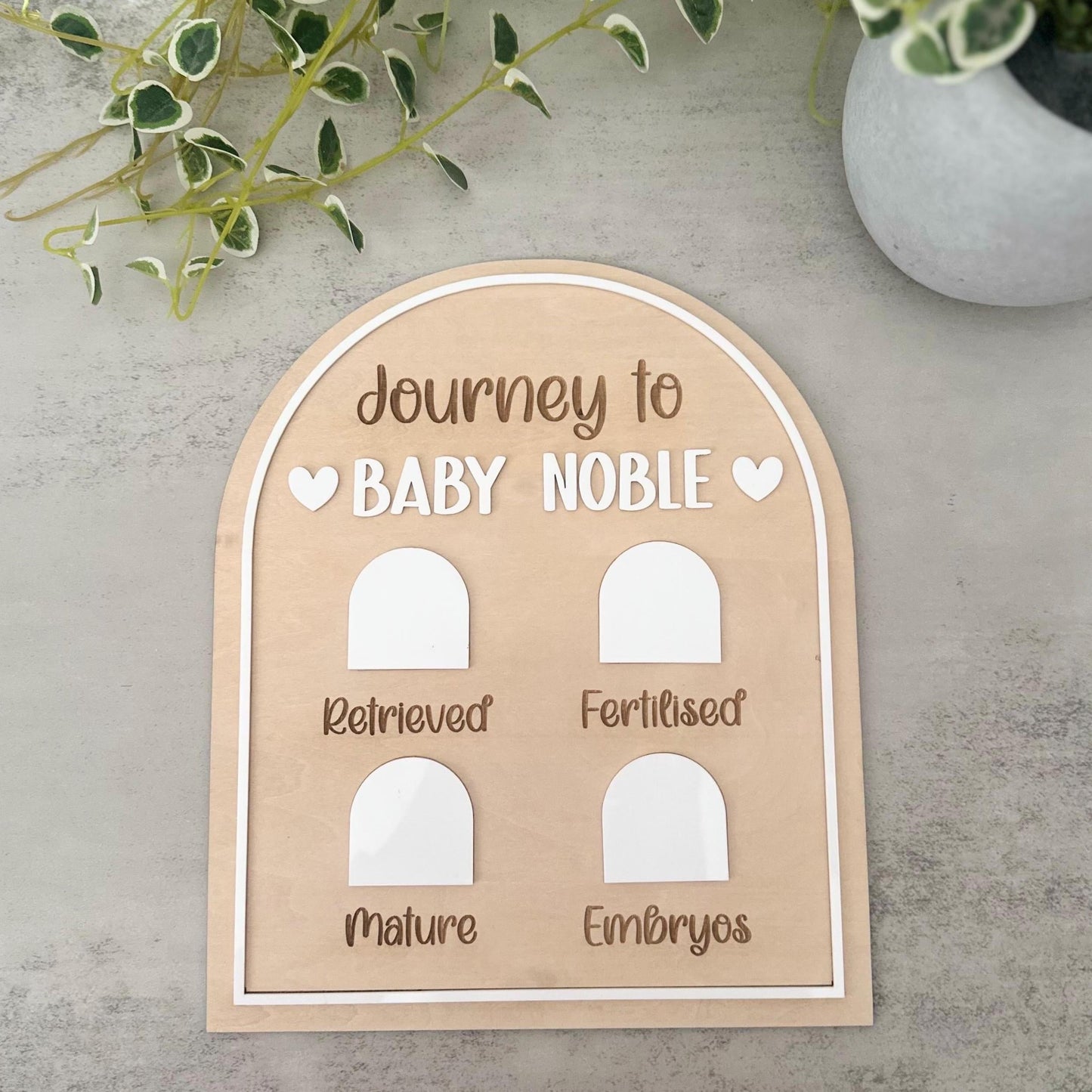 IVF Journey Milestone Board, Egg Retrieval & Embryo Tracker Sign with Dry Erase Marker, Personalised Fertility Gift, IVF Cycle Updates