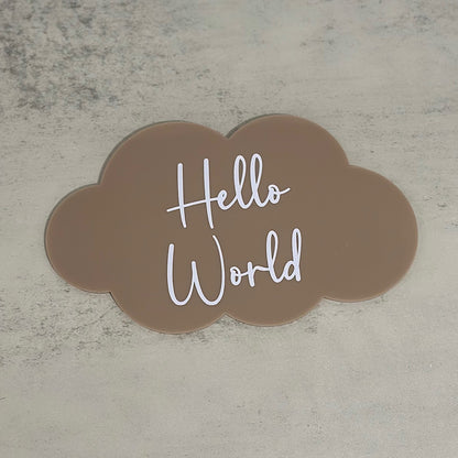 'Hello World' Cloud-Shaped Plaque
