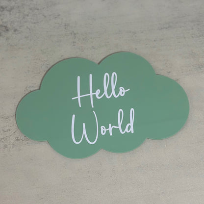 'Hello World' Cloud-Shaped Plaque