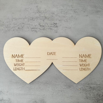 'We're Here' Twin Birth Stats Sign 2 (SALE)