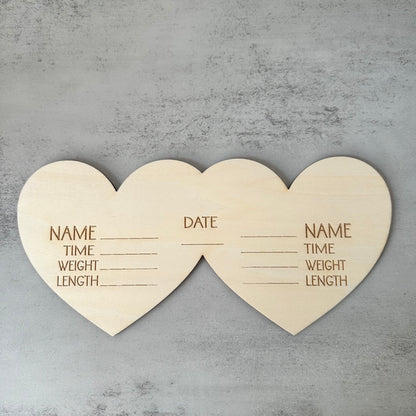 'We're Here' Twin Birth Stats Sign 3 (SALE)