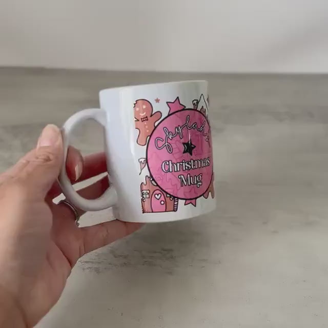 Personalised My Christmas Mug 11oz, My Xmas Name Mug, Kris Kringle, Secret Santa Present, Festive Coffee Tea Mug, Gingerbread Mug