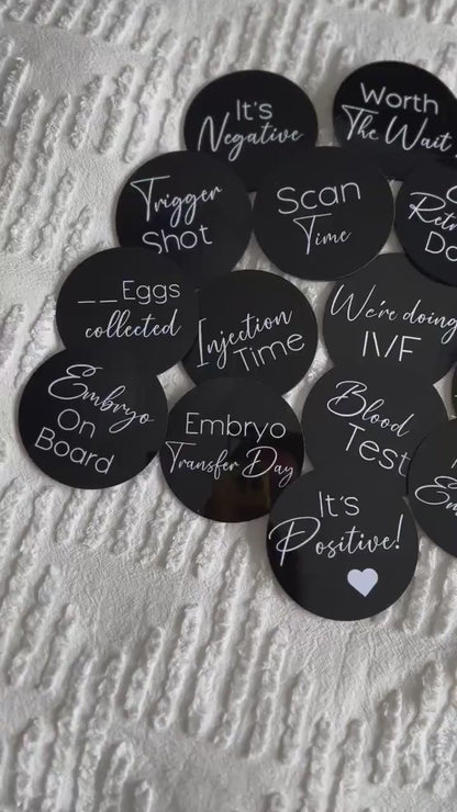 IVF acrylic milestone discs set of 15, keepsake for fertility journey, IVF milestone plaque, infertility photo prop, in vitro treatment sign