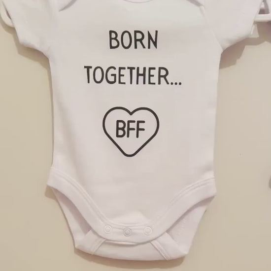 Born Together Friends Forever matching BFF bodysuits twin pregnancy announcement newborn outfit twin onesies besties gifts for twins