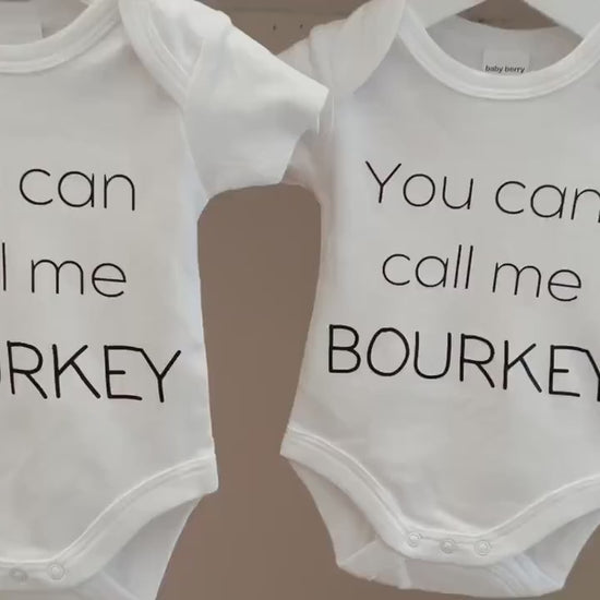 Personalised names on bodysuits, custom twin pregnancy announcement, individual names on onesies, gifts for twins, 'You Can Call Me'...