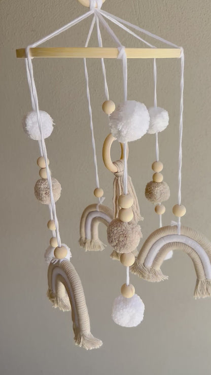 Neutral Toned Rainbow Boho | Baby Mobile