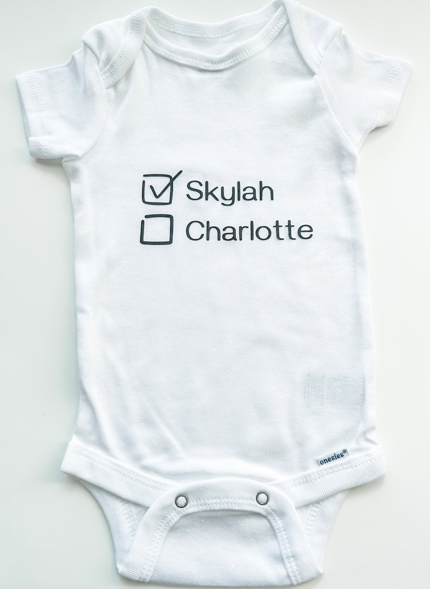 Name Check Box/Tick Box - matching twin bodysuit set