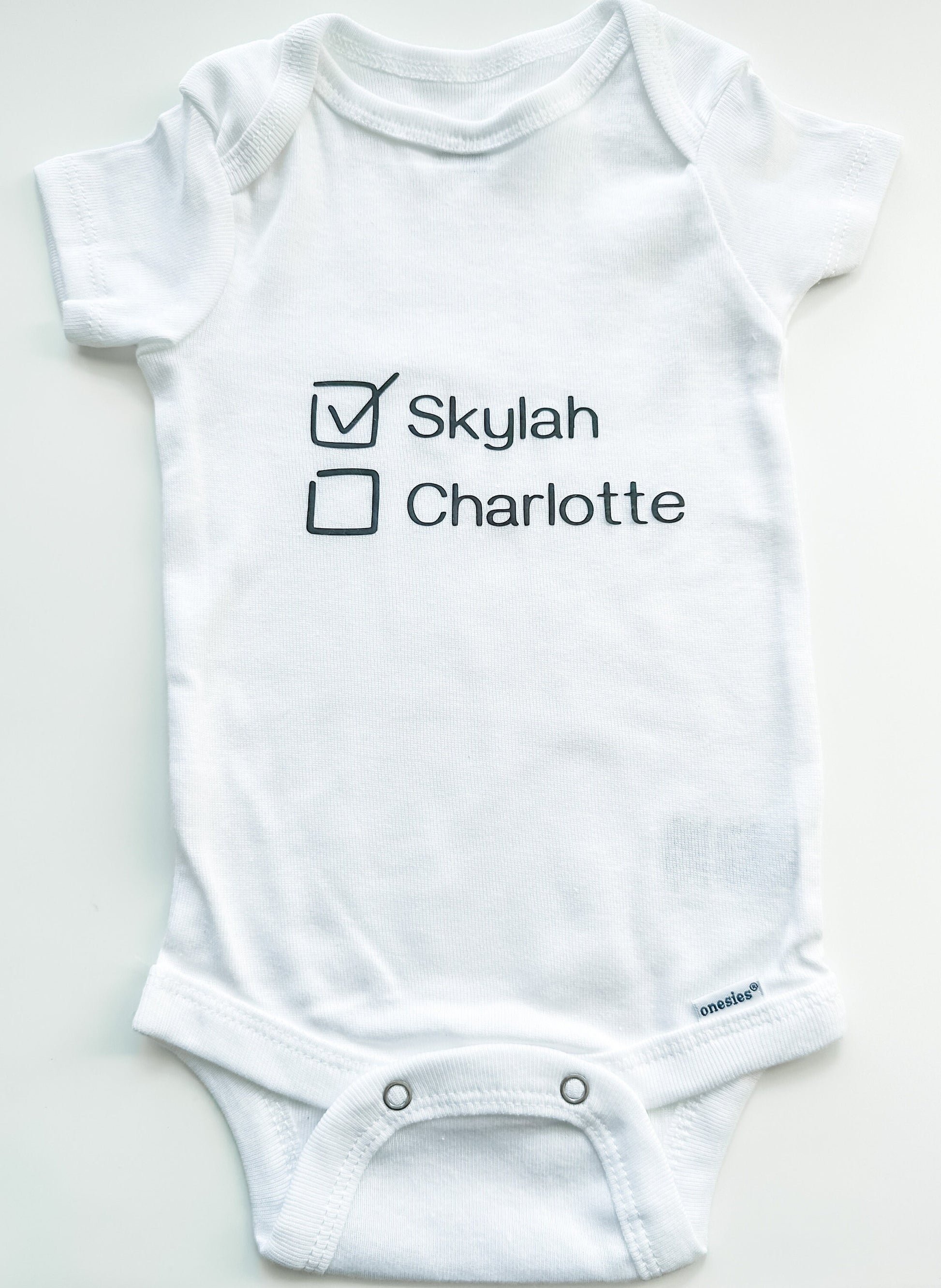 Name Check Box/Tick Box - matching twin bodysuit set
