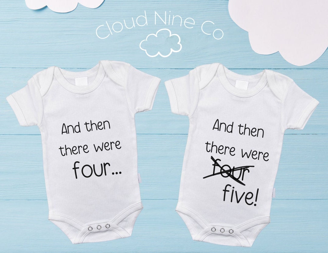 Then There Were Four, And Then There Were Five! - matching twin bodysuit set