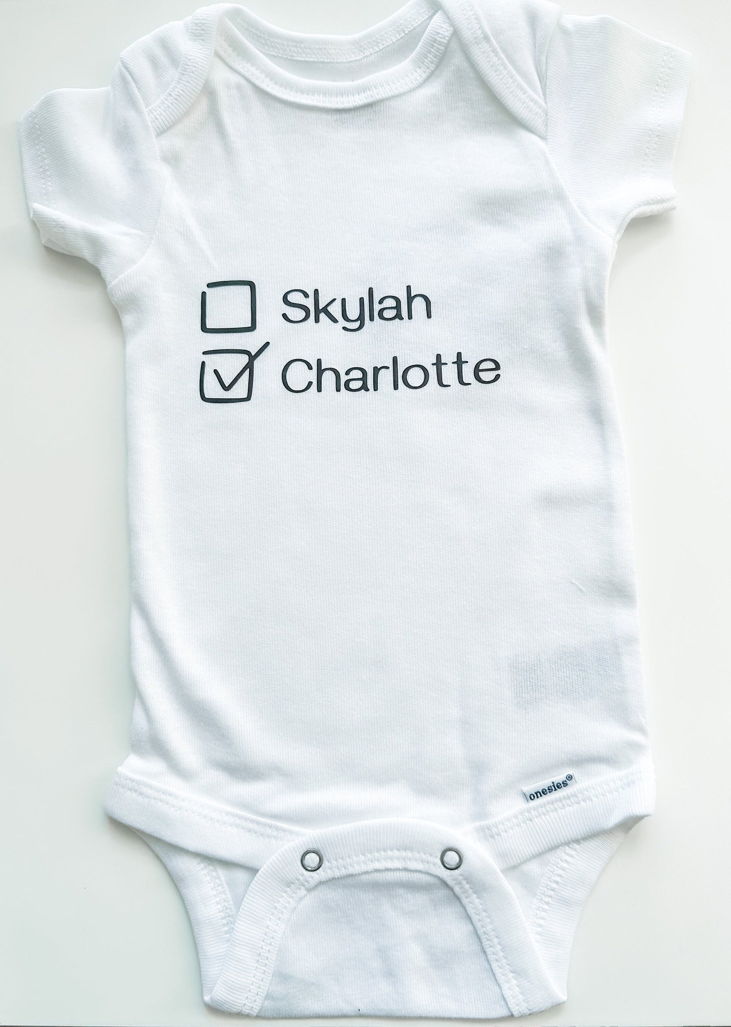 Name Check Box/Tick Box - matching twin bodysuit set