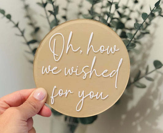 Oh, How We Wished For You pregnancy announcement plaque, birth announcement, pregnancy photo prop, infertility journey, pregnancy after loss