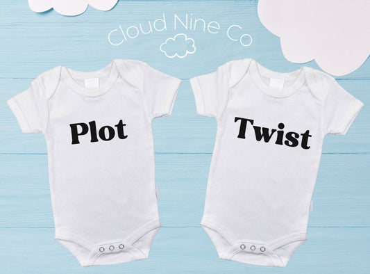 Plot Twist - matching twin bodysuit set
