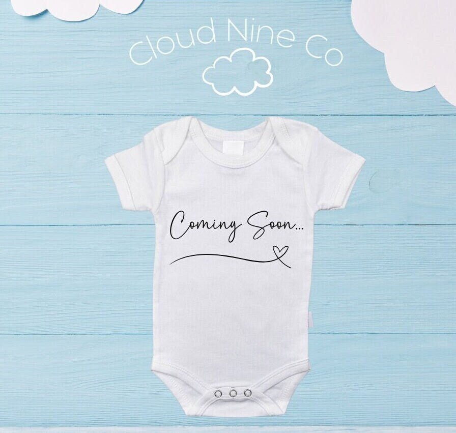 Coming Soon bodysuit for baby announcement, pregnancy reveal onesie, gender neutral pregnancy reveal outfit, gift for expecting parents,