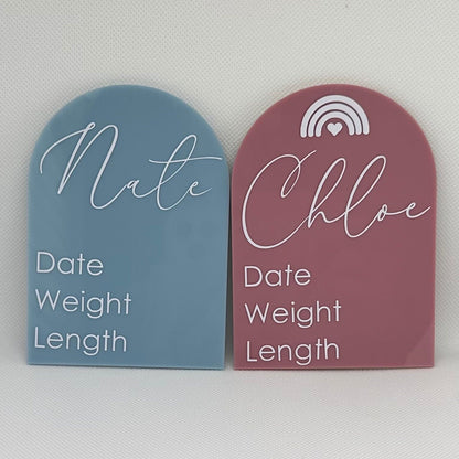 Personalised baby announcement plaque with birth details, custom arch newborn keepsake gift, baby shower gift, newborn gift, baby photo prop