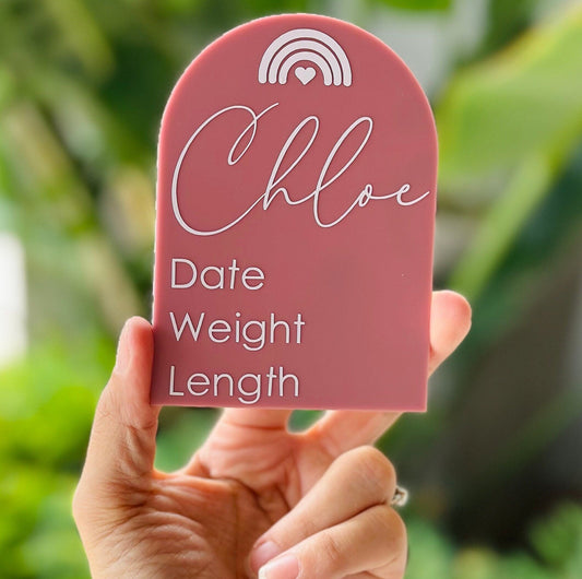 Personalised baby announcement plaque with birth details, custom arch newborn keepsake gift, baby shower gift, newborn gift, baby photo prop
