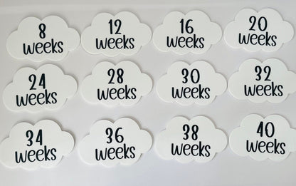 Cloud-shaped pregnancy milestone discs, monthly pregnancy milestone set, pregnancy photo props, baby shower gift, pregnancy keepsake gift